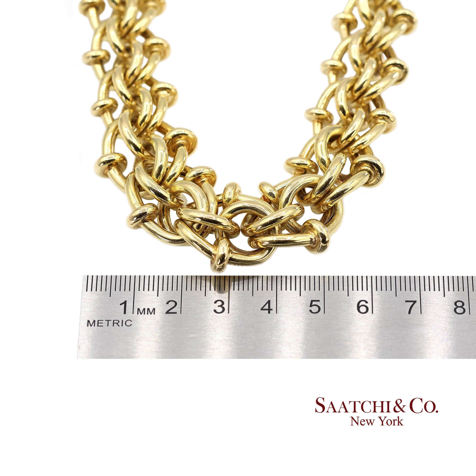 18K(750) Solid Yellow Gold Graduated Byzantine Chain Necklace