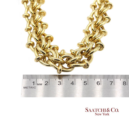 18K(750) Solid Yellow Gold Graduated Byzantine Chain Necklace
