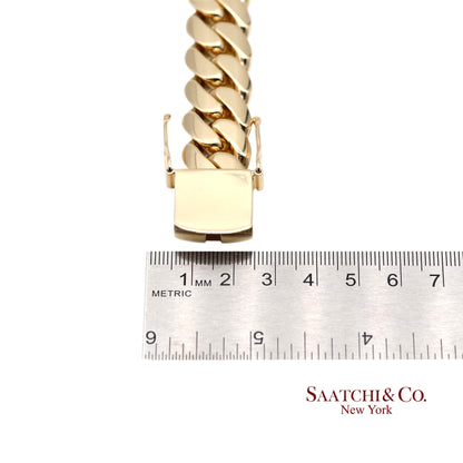 14K(585) Solid Yellow Gold Cuban Link Chain Necklace