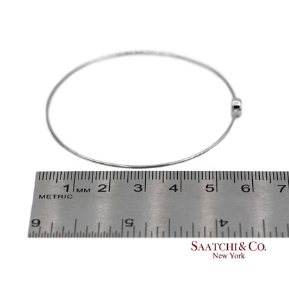 18K(750) Solid White Gold Natural Diamond Round Shape Bangle Bracelet