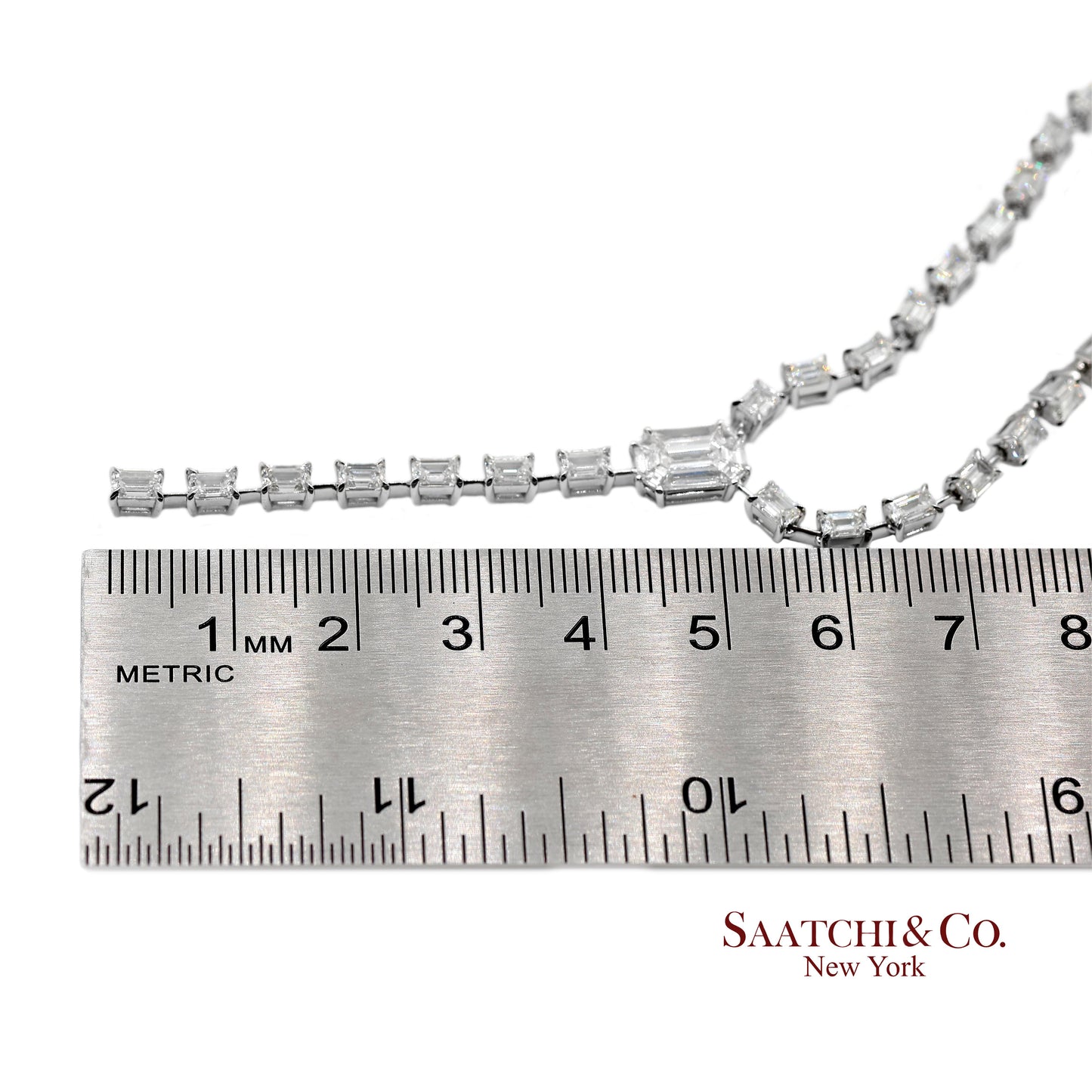 18K(750) White Gold Natural Diamond Pie Cut Necklace