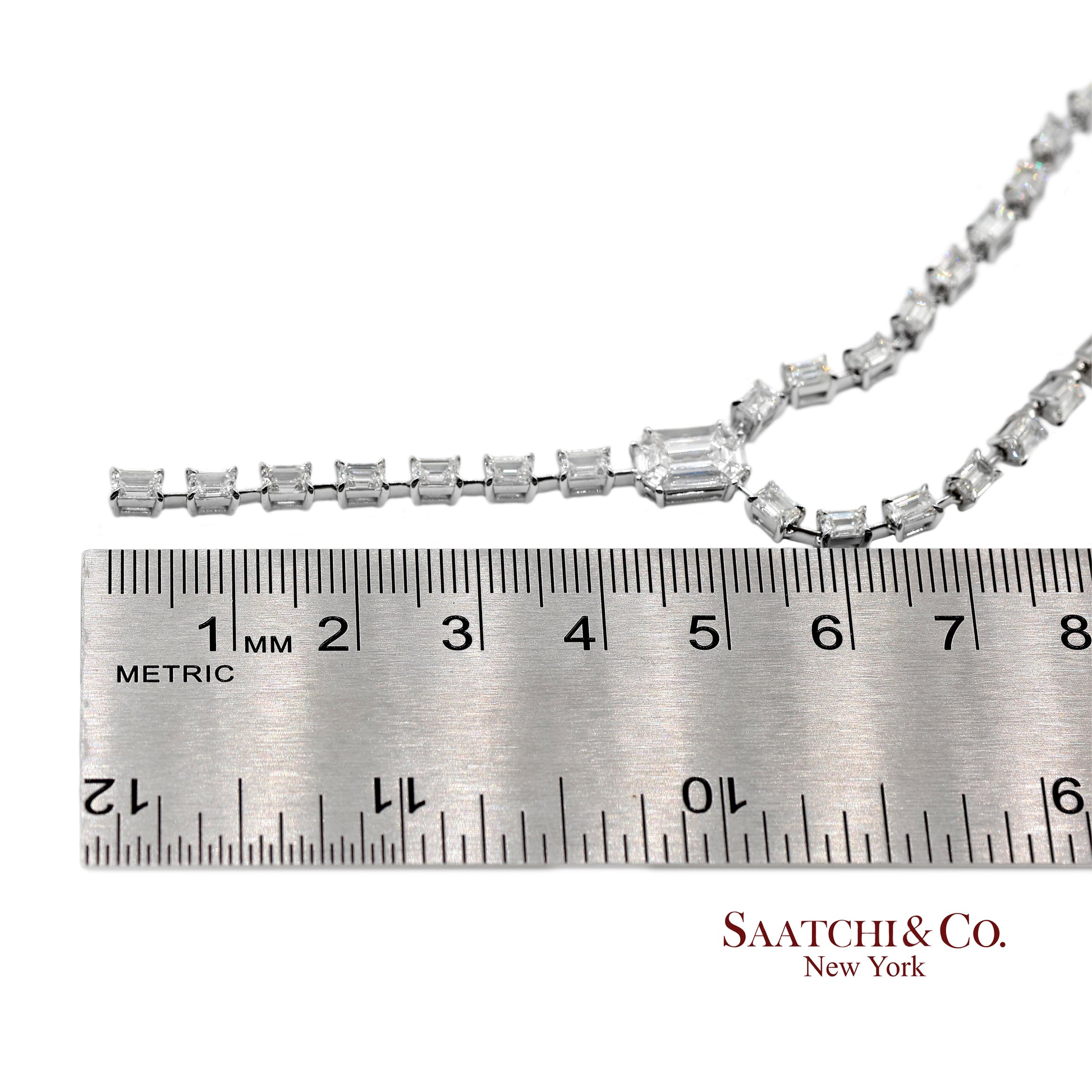 18K(750) White Gold Natural Diamond Pie Cut Necklace