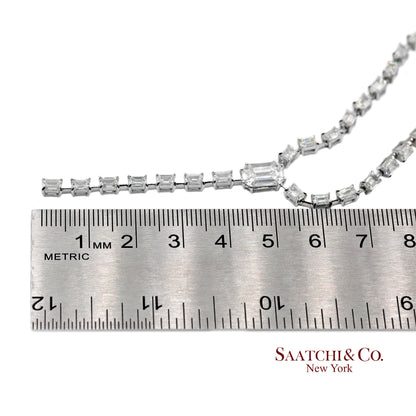 18K(750) White Gold Natural Diamond Pie Cut Necklace