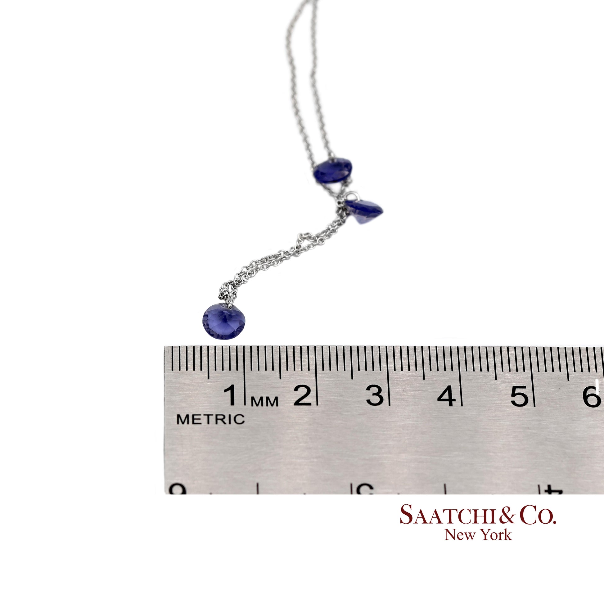 18K(750) White Gold Natural Amethyst Pendant Necklace with Chain