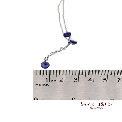 18K(750) White Gold Natural Amethyst Pendant Necklace with Chain