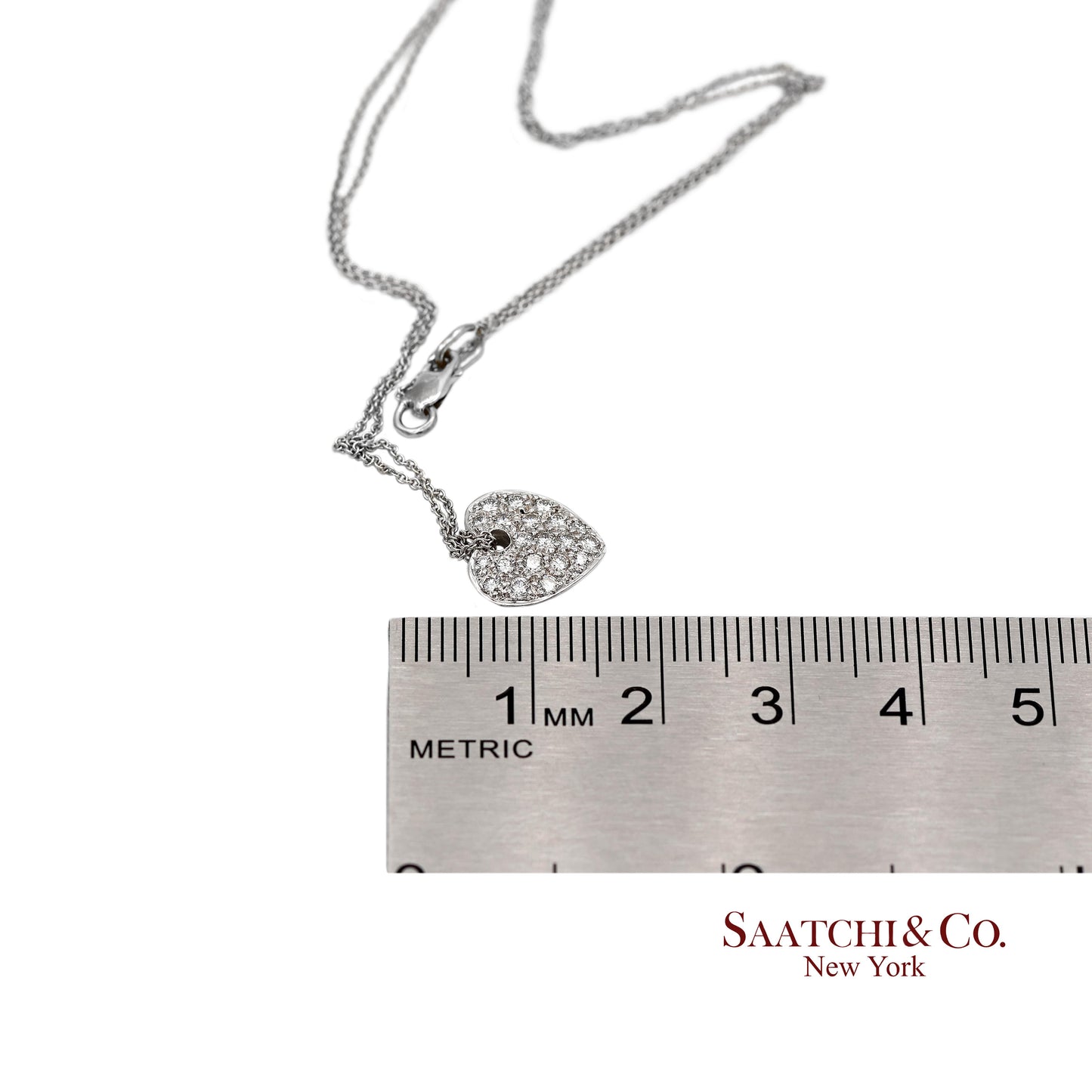 18K(750) White Gold Natural Diamond Heart Shape Pendant Necklace with Chain