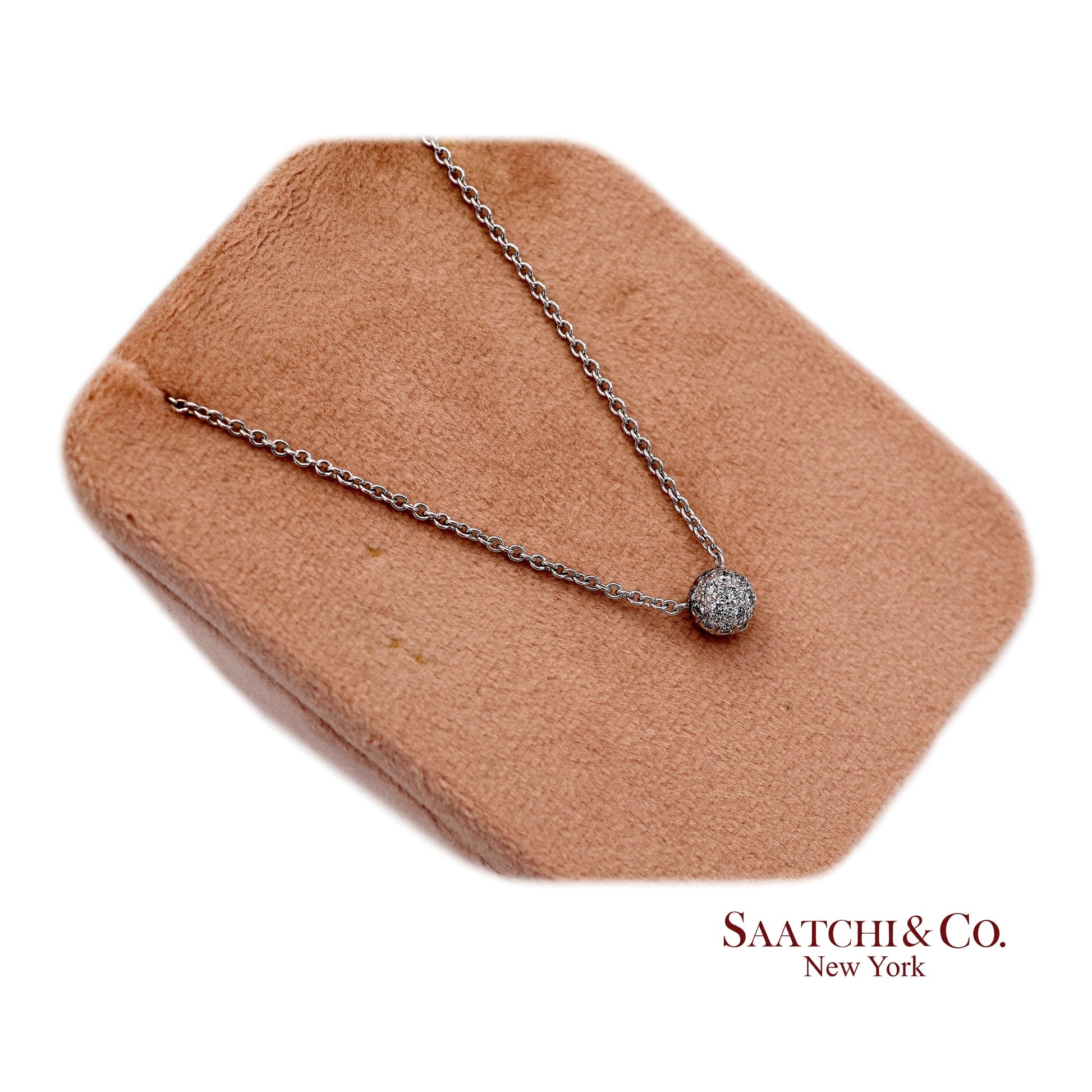 18K(750) White Gold Natural Diamond Pendant Necklace with Chain