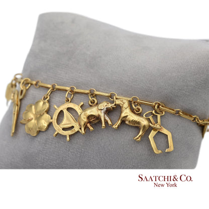 Vintage Estate 10K(417) Yellow Gold Charm Bracelet