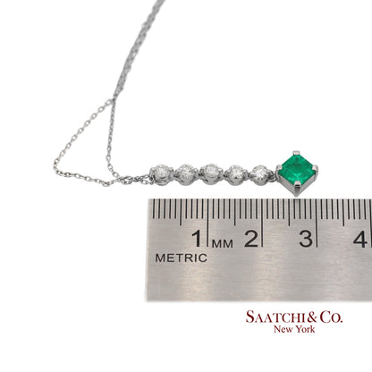 GIA Certified Platinum 900 Natural Diamond and Colombian Emerald Pendant
