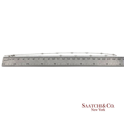 14K(585) White Gold Natural Diamond Adjustable By the Yard Necklace/Pendant