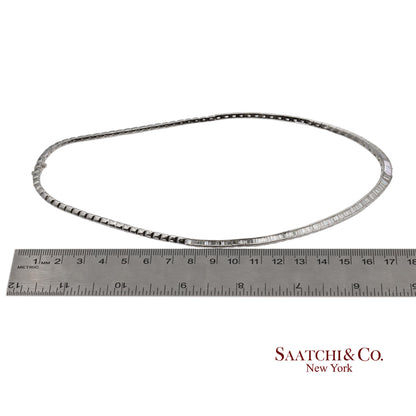 18K 750 Solid White Gold Natural Diamond Buguatte Tennis Necklace