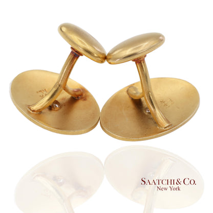 Vintage 14K 585 Solid Yellow Gold Old Cut Natural Diamond Cufflinks