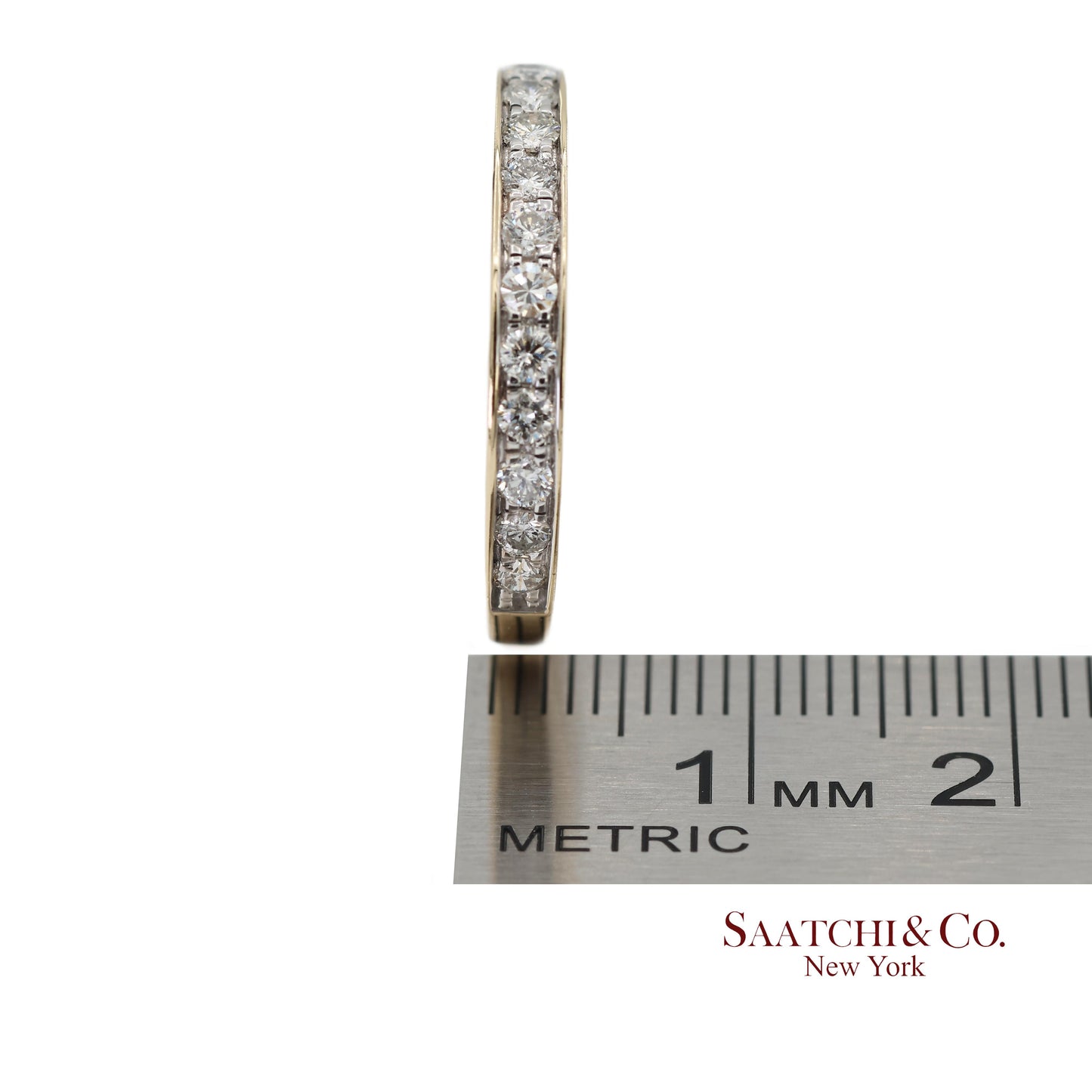 14K 585 Solid Yellow Gold Natural Diamond Band Ring