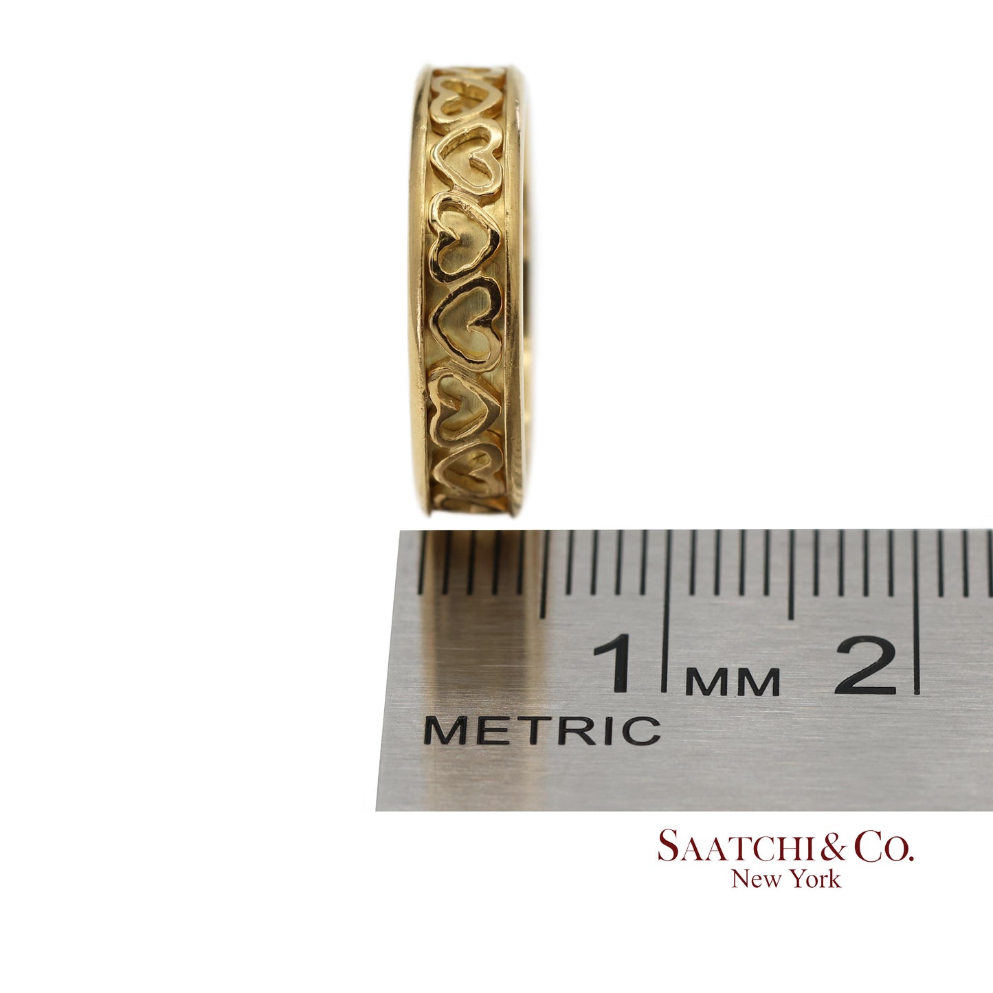 Vintage Tiffany & Co. 18K 750 Solid Yellow Gold Heart Shape Band Ring