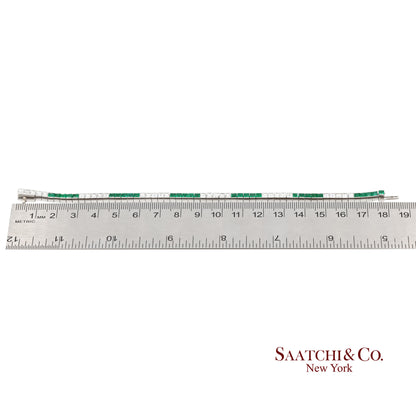 Platinum 950 Custom Made Natural Diamond and Emerald Bezel Tennis Bracelet