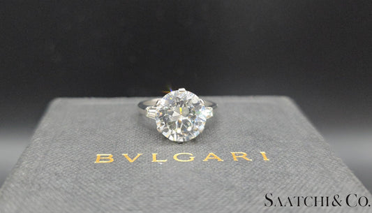 BVLGARI Mounting Ring- GIA Certified Natural 5.02 Ct VS1 Diamond: Vintage & Platinum (950)