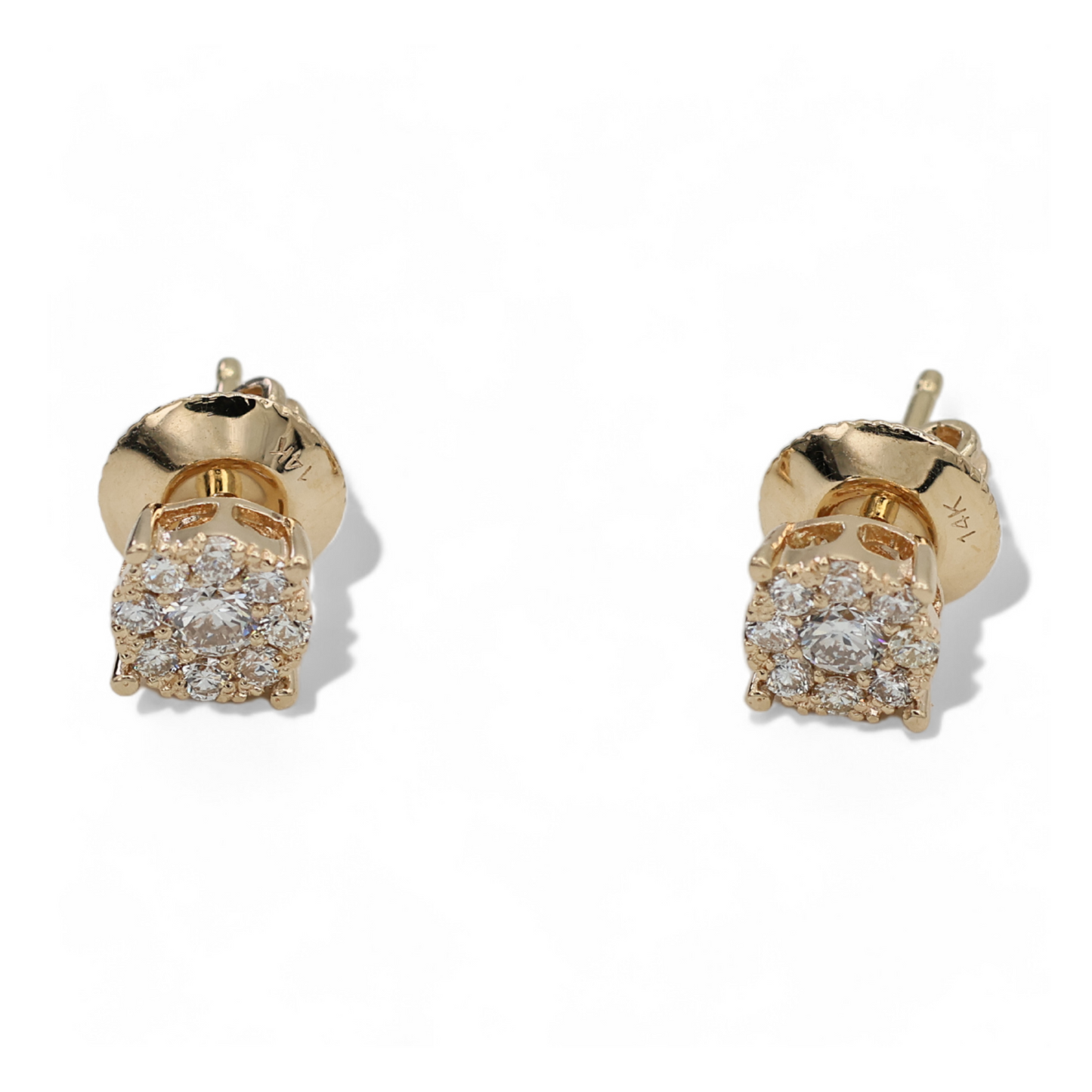 Round Cut Diamond Cluster Stud Earrings