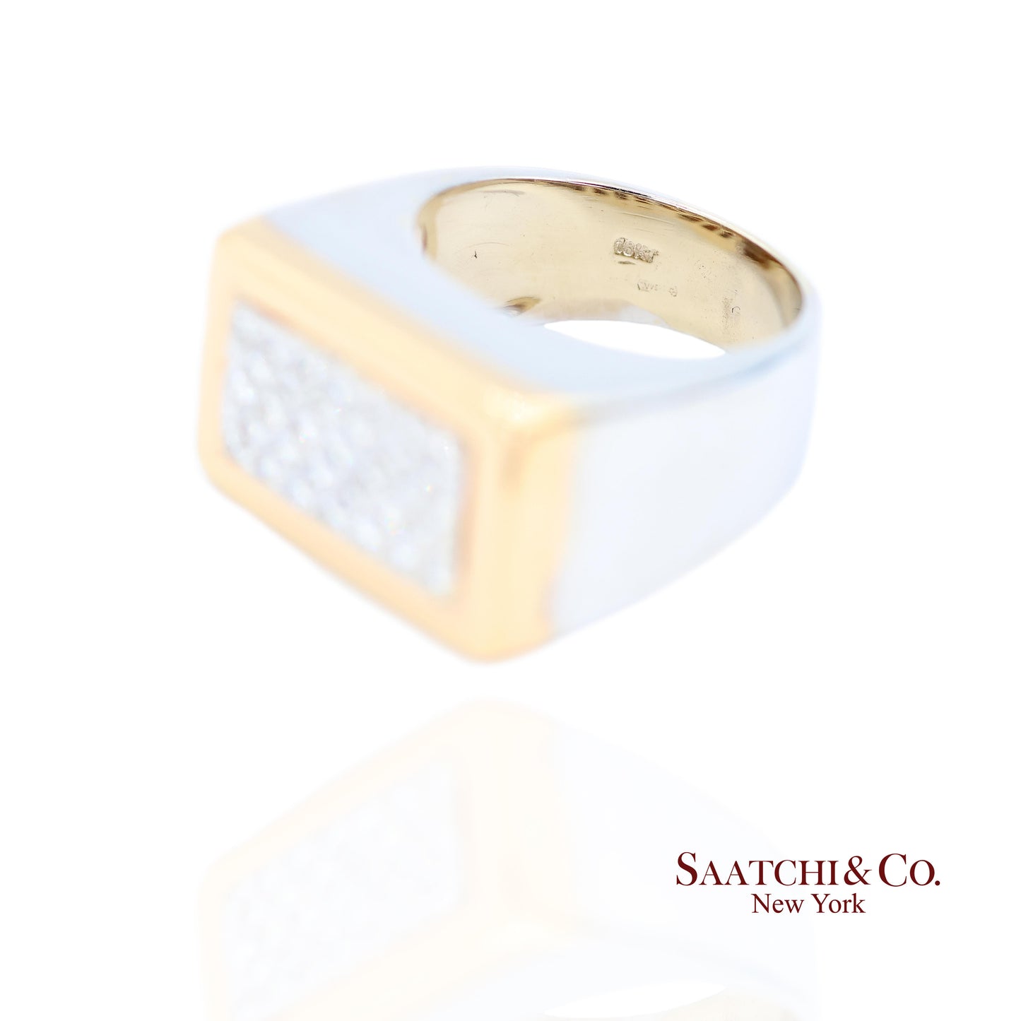 18k (750) Two Tone White Yellow Gold Natural Diamond Ring