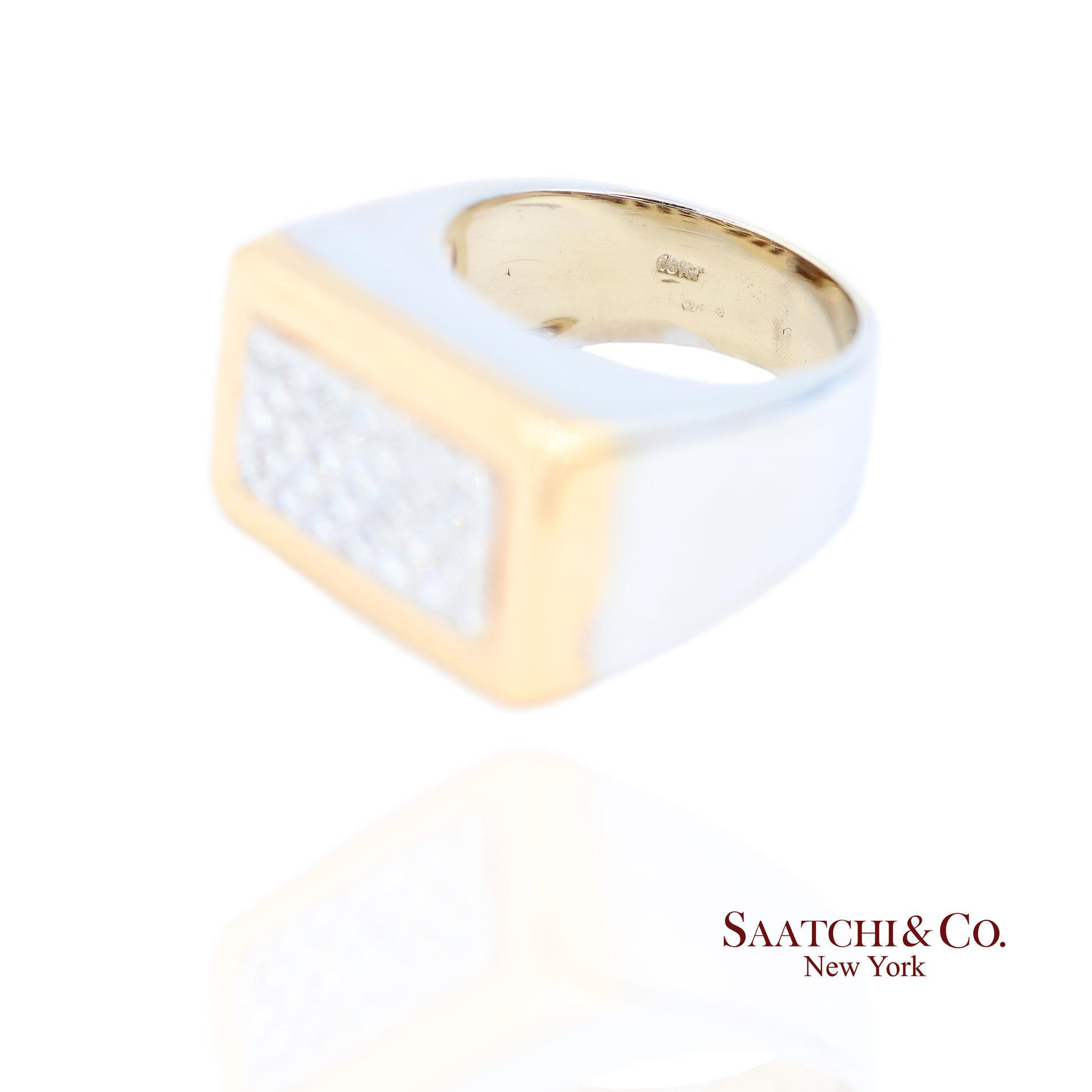 18k (750) Two Tone White Yellow Gold Natural Diamond Ring