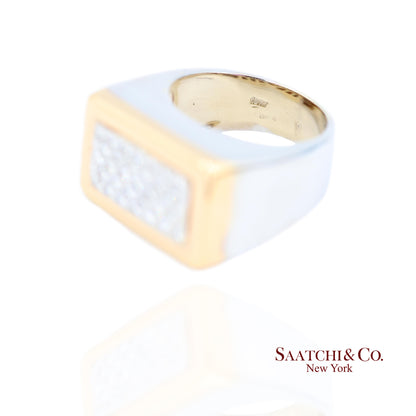 18k (750) Two Tone White Yellow Gold Natural Diamond Ring