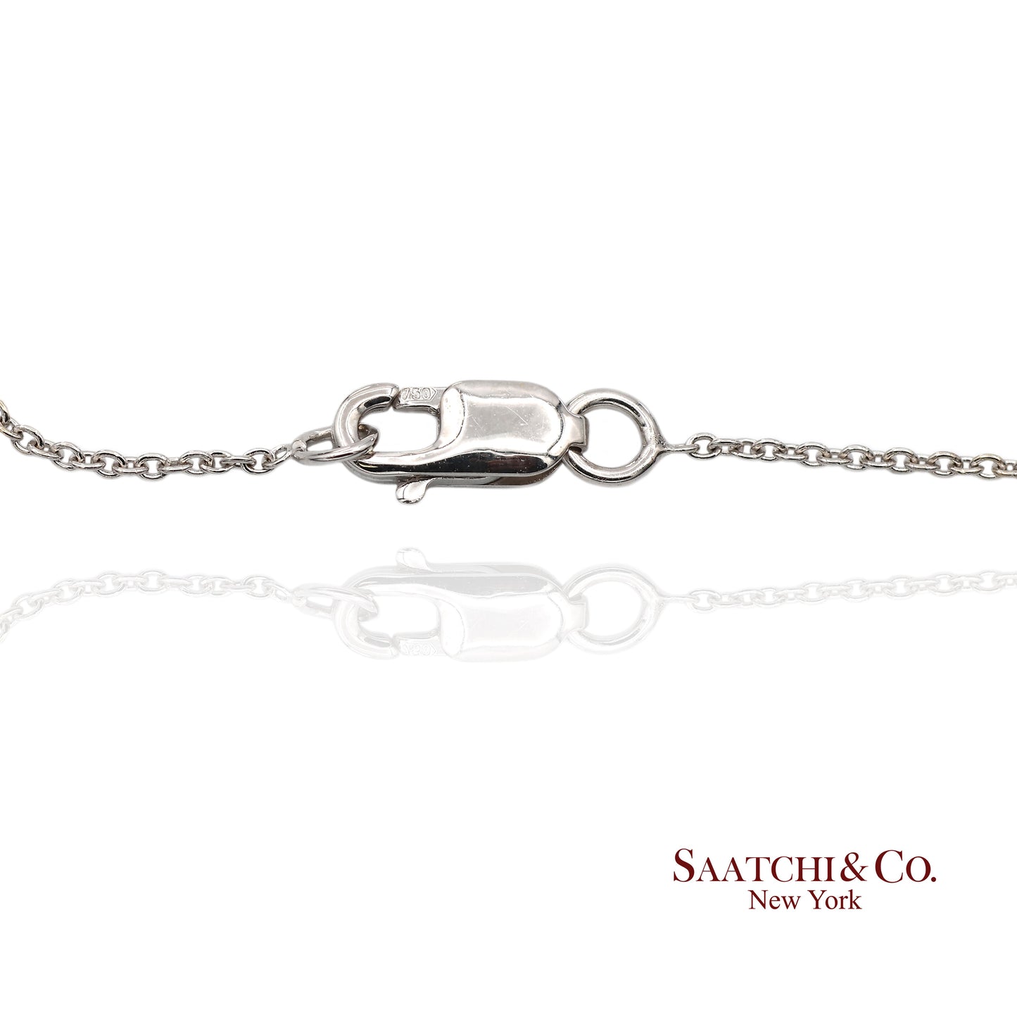 18K(750) White Gold Natural Diamond Square Box Shape Pendant Necklace with Chain