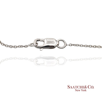 18K(750) White Gold Natural Diamond Square Box Shape Pendant Necklace with Chain