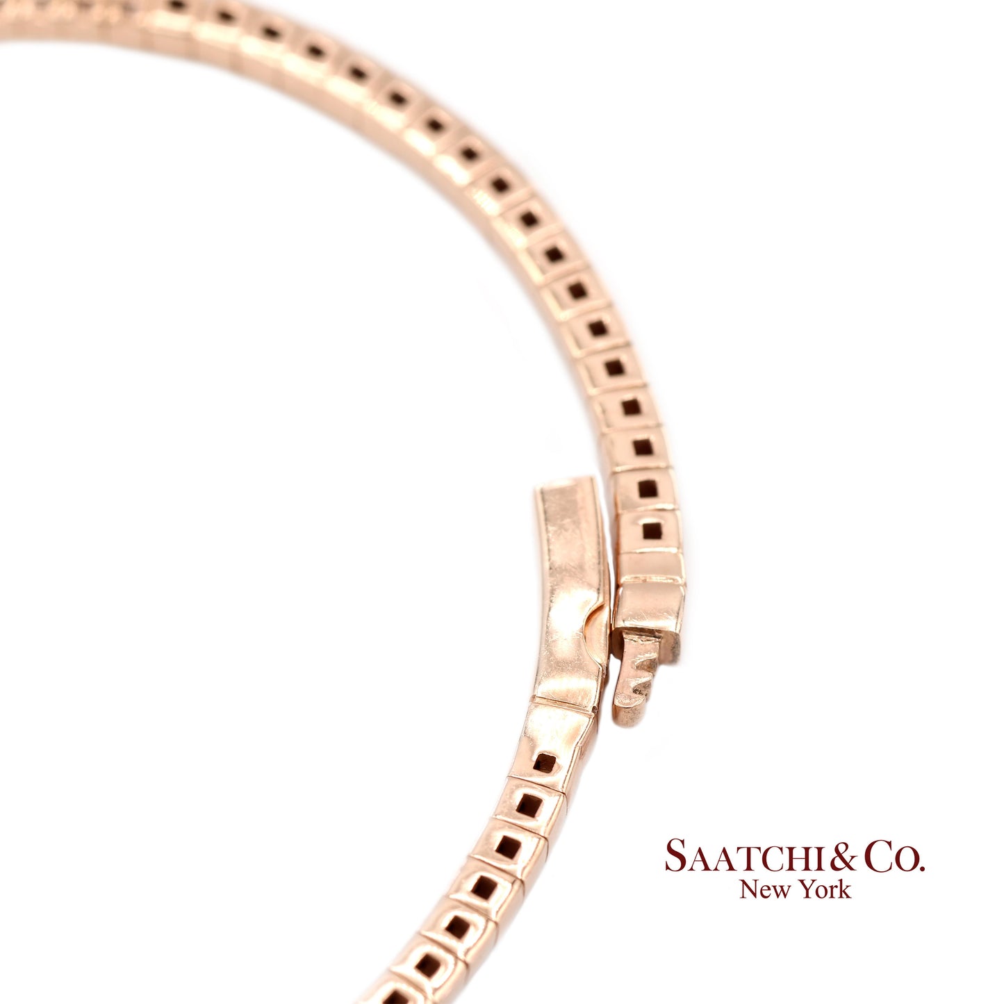 14K (585) Solid Rose Gold Flexible Natural Diamond Bangle Tennis Bracelet