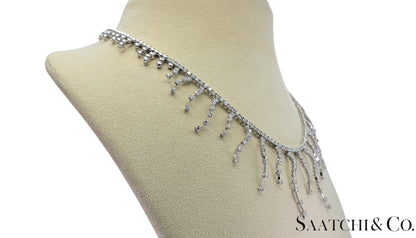 18K (750) White Gold - 12.60 Ct Natural Diamond -VVS: Necklace