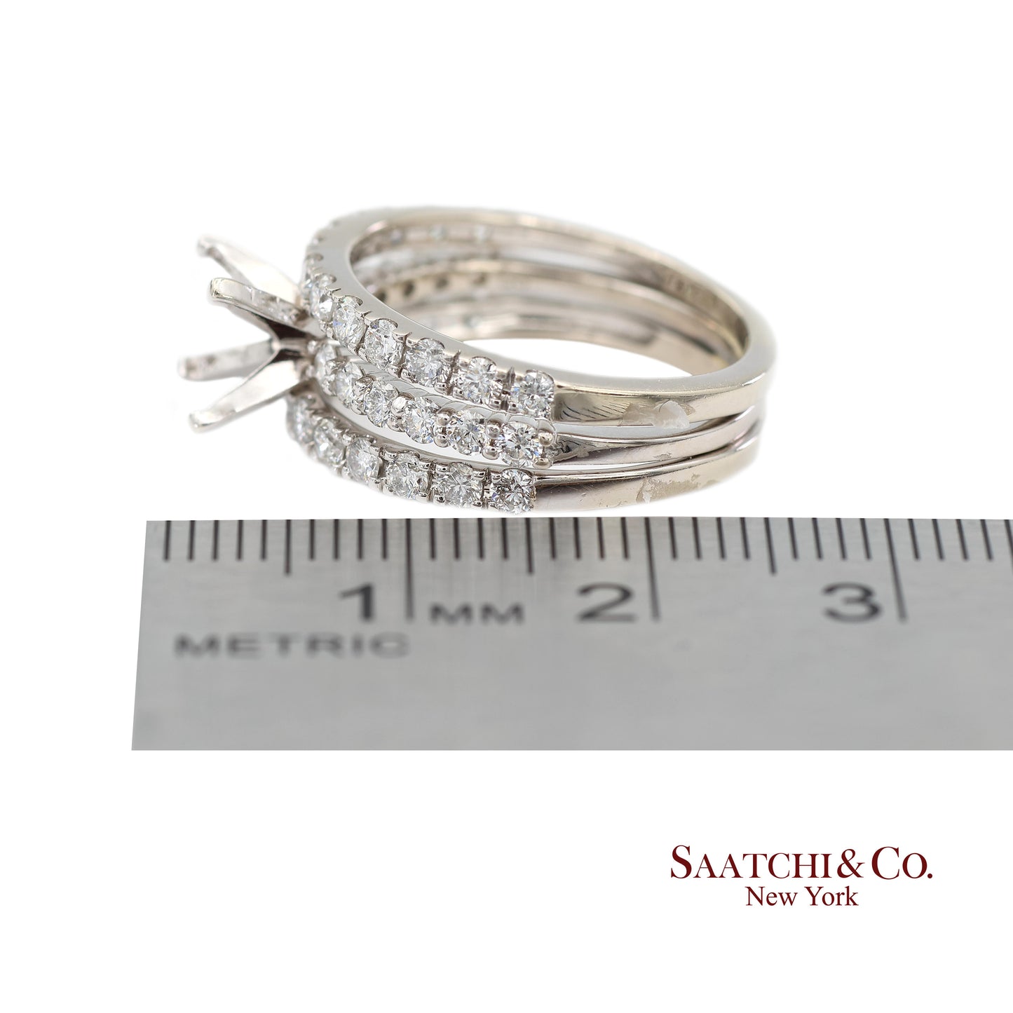 14K (585) White Gold Natural Brilliant Diamond Semi Mount Ring Size 7