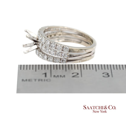 14K (585) White Gold Natural Brilliant Diamond Semi Mount Ring Size 7