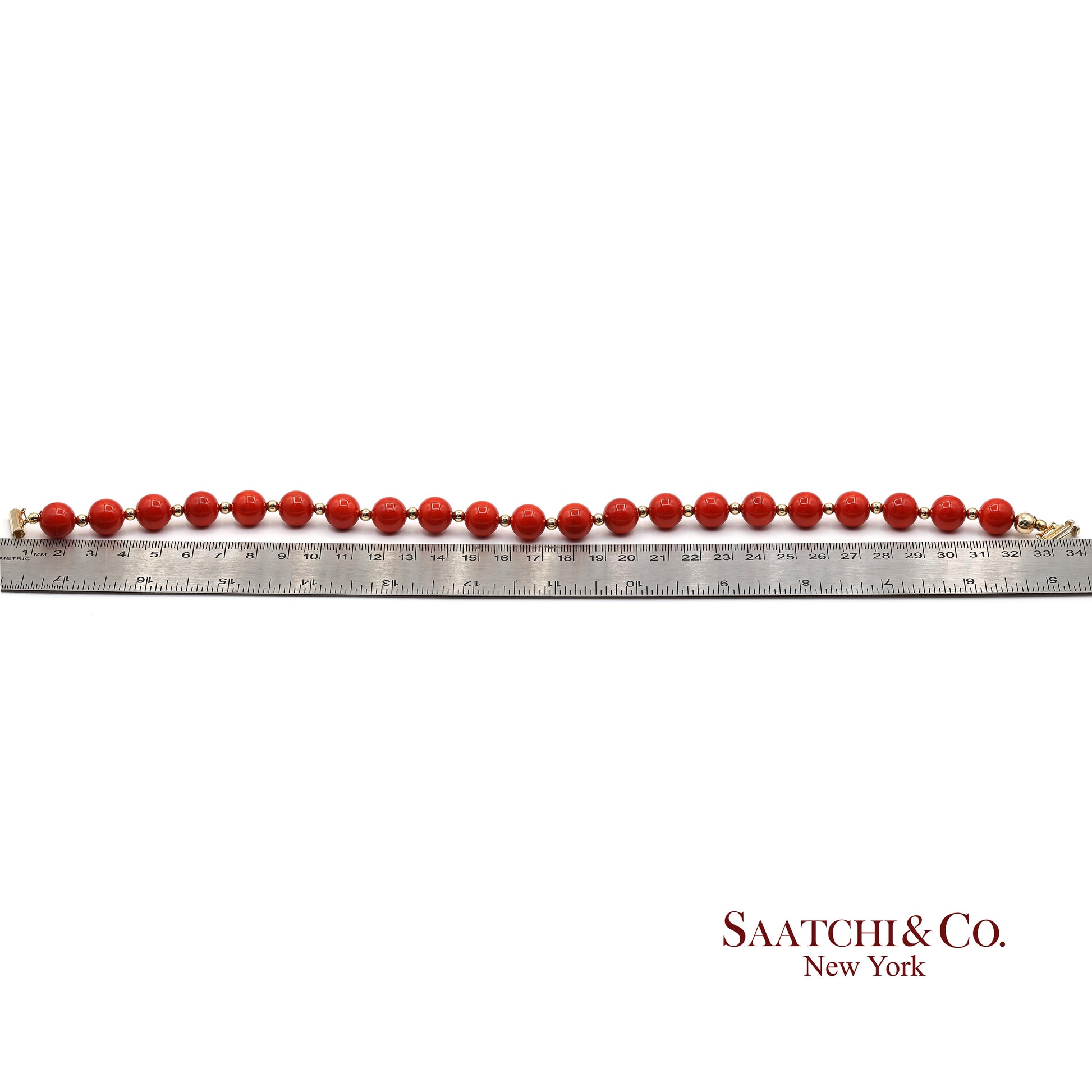 14K(585) Solid Yellow Gold Coral Bracelet