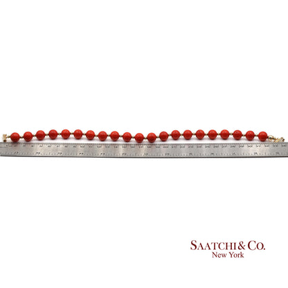14K(585) Solid Yellow Gold Coral Bracelet