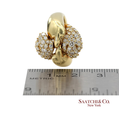 18K (750) Yellow Gold Natural Diamond Jose Hess Vintage Designer Ring