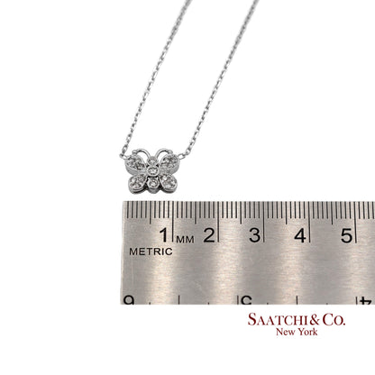14K(585) White Gold Natural Diamond Butterfly Pendant Necklace with Chain