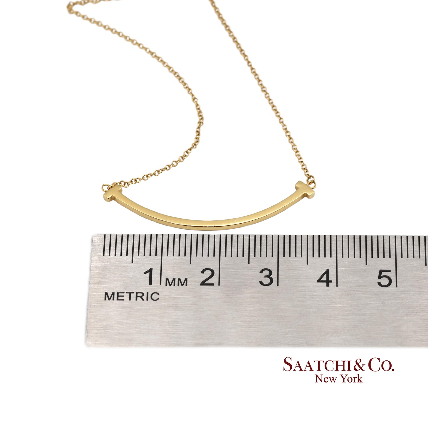 Tiffany & Co. 18K (750) Solid Yellow Gold T Smile Pendant Necklace