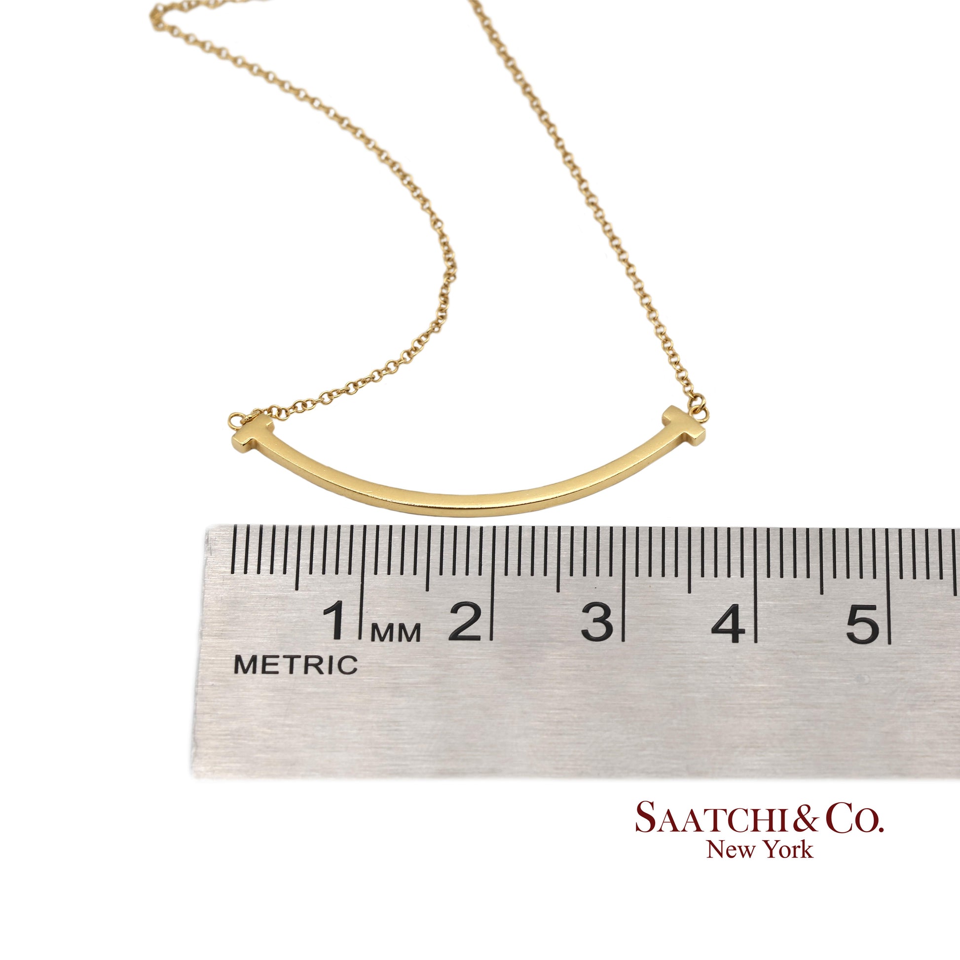 Tiffany & Co. 18K (750) Solid Yellow Gold T Smile Pendant Necklace