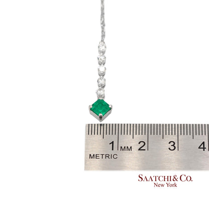 GIA Certified Platinum 900 Natural Diamond and Colombian Emerald Pendant