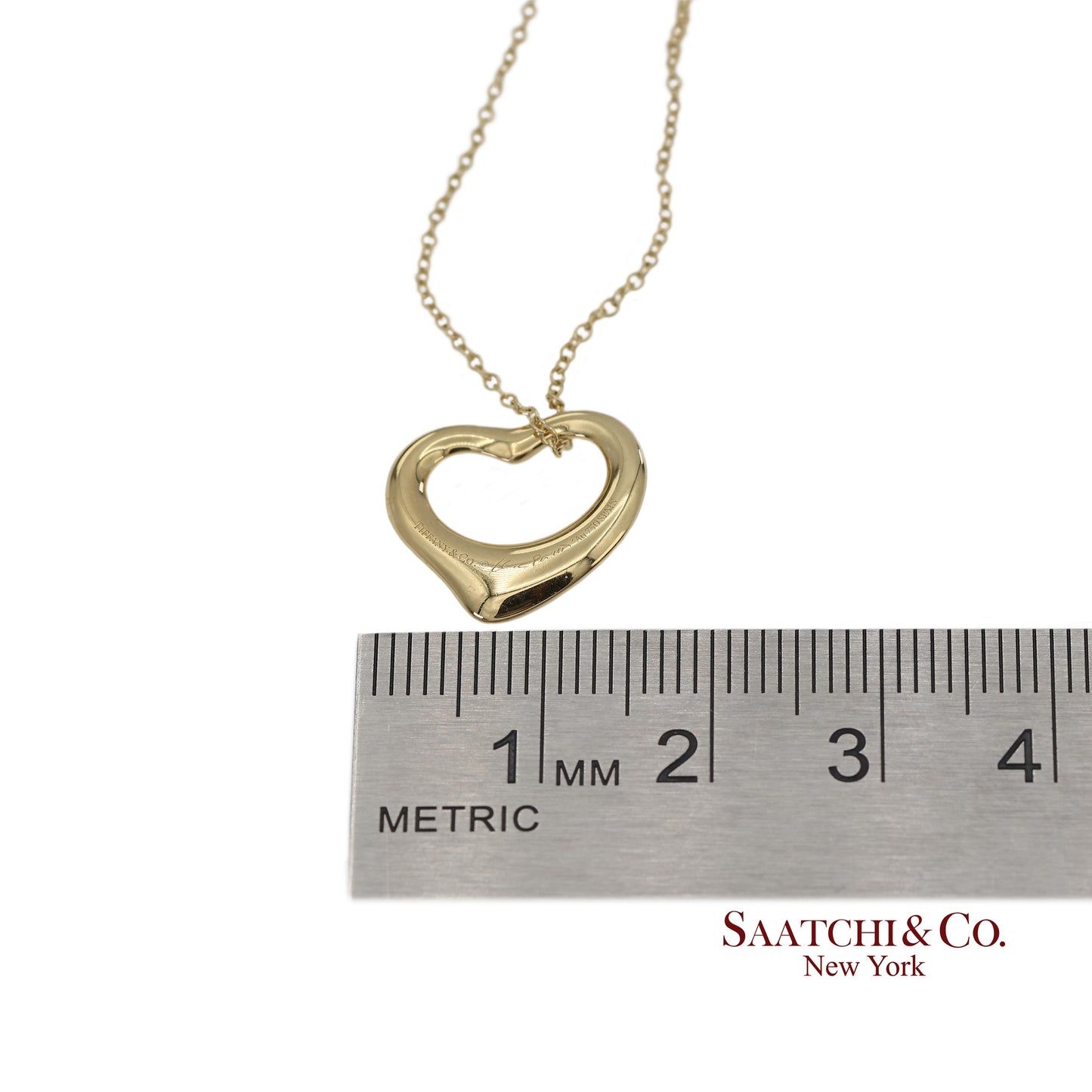Tiffany & Co. Elsa Peretti 18K 750 Yellow Gold Open Heart Pendant Necklace