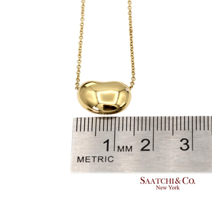 Tiffany&Co. Elsa Peretti 18K 750 Solid Yellow Gold Bean Design Pendant Necklace