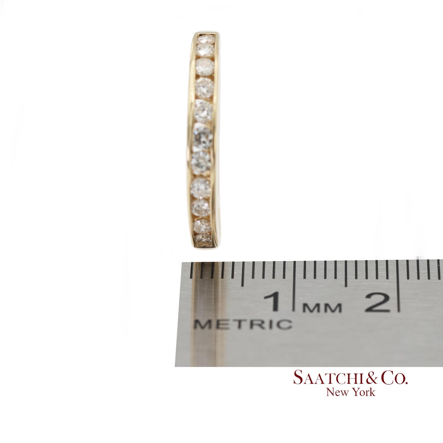 14K 585 Solid Yellow Gold Natural Diamond Band Ring