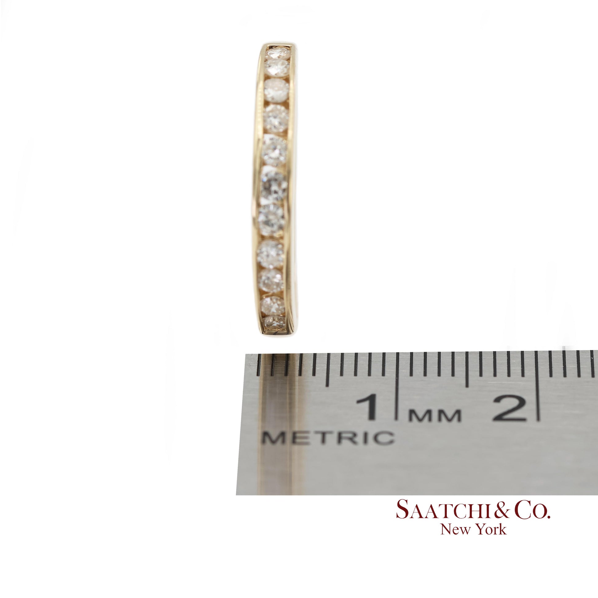 14K 585 Solid Yellow Gold Natural Diamond Band Ring