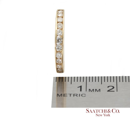 14K 585 Solid Yellow Gold Natural Diamond Band Ring