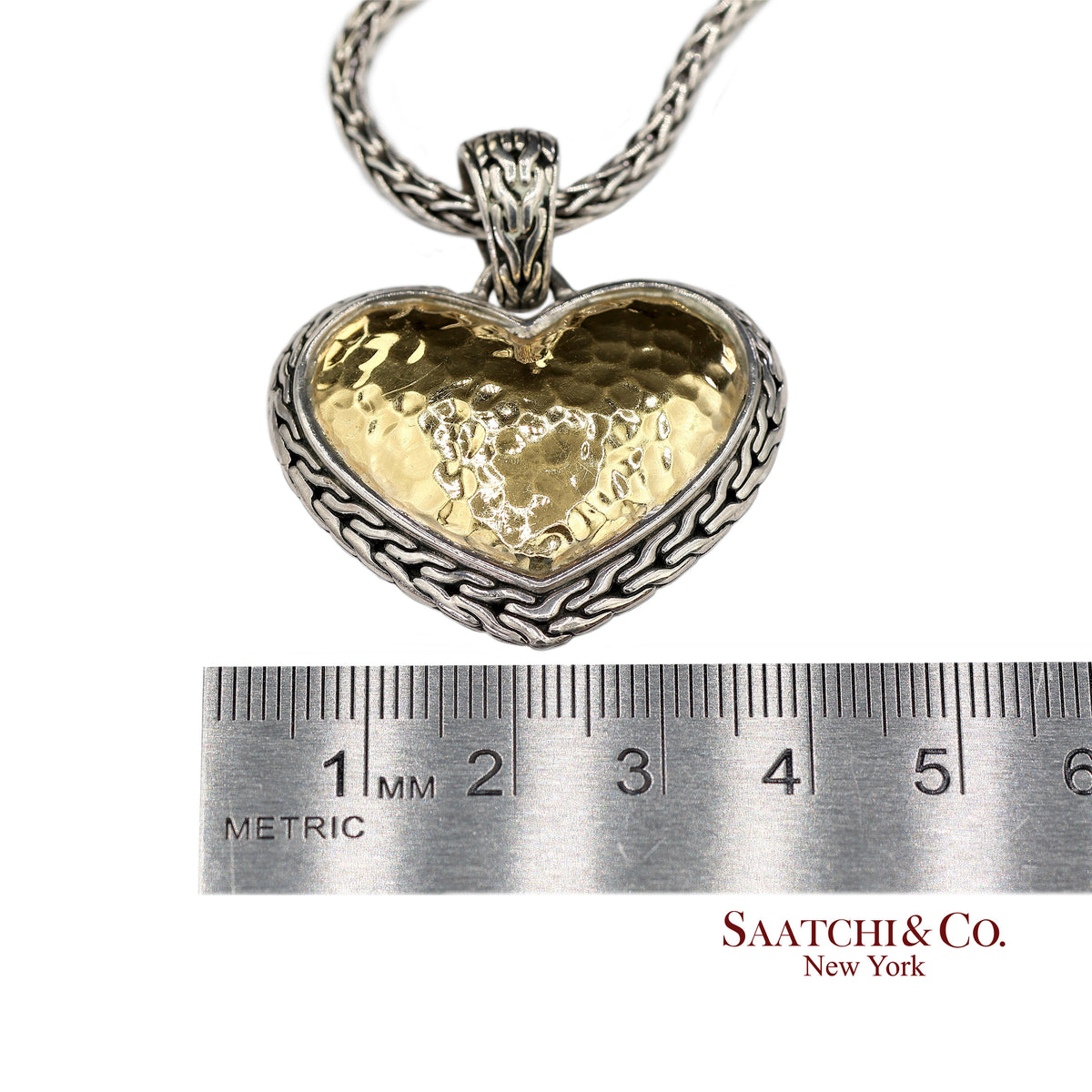 John Hardy 22K Yellow Gold and Sterling Silver Heart Pendant Necklace