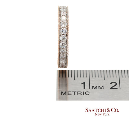 14K 585 Rose Gold Natural Diamond Milgrain Engraved Band Ring