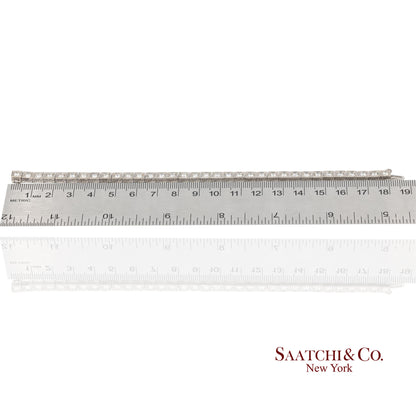 Vintage 18K 750 White Gold Natural Diamond Engraved & Milgrain Tennis Bracelet