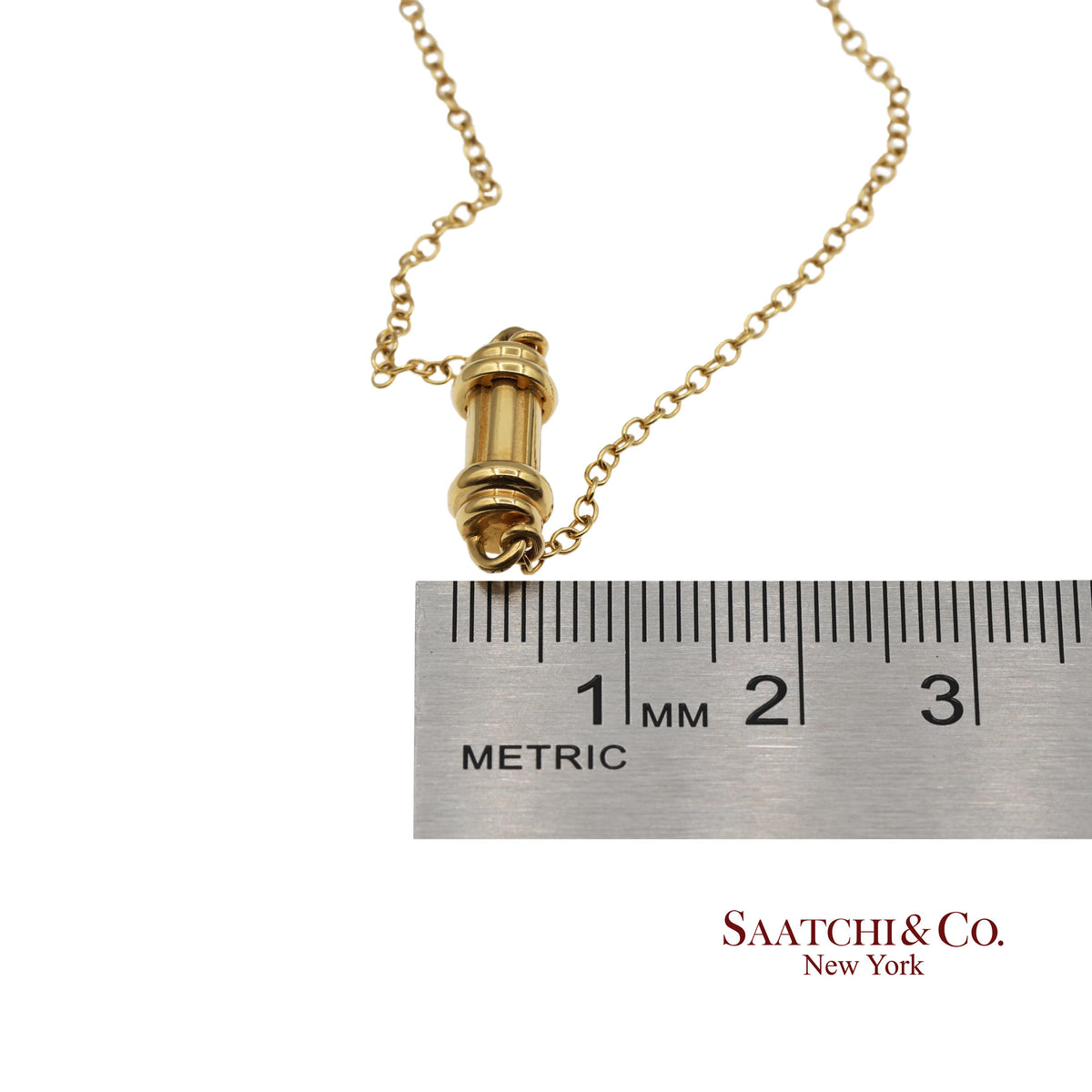 Tiffany & Co Solid 18K Yellow Gold Scroll Pendant Necklace 16"