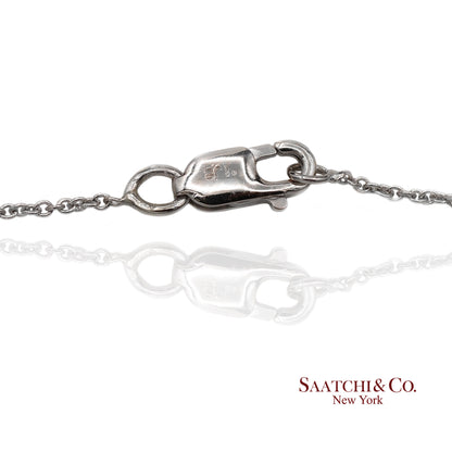 18K(750) White Gold Natural Diamond Square Shape Pendant Necklace with Chain