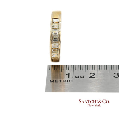 14K(585) Vintage Solid Yellow Gold Natural Baguette Diamond Band Ring