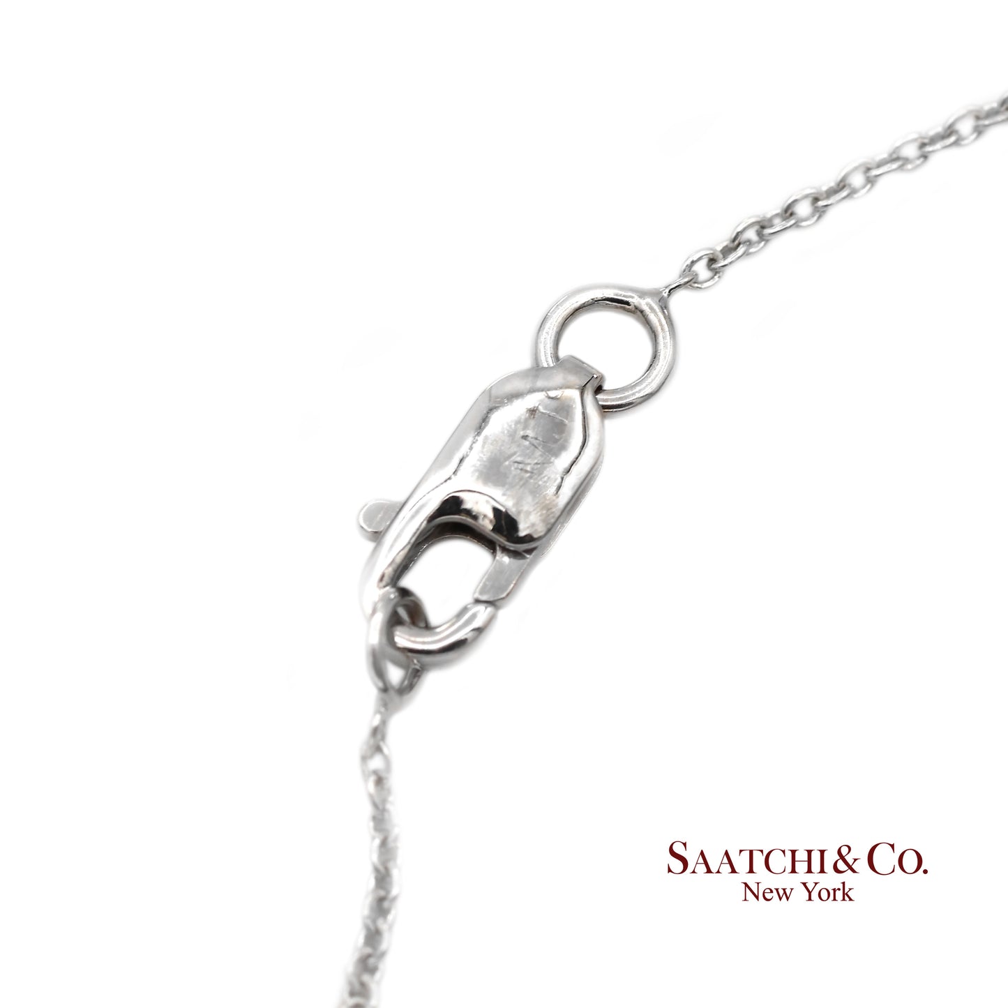 18K(750) White Gold Natural Diamond Square Box Shape Pendant Necklace with Chain