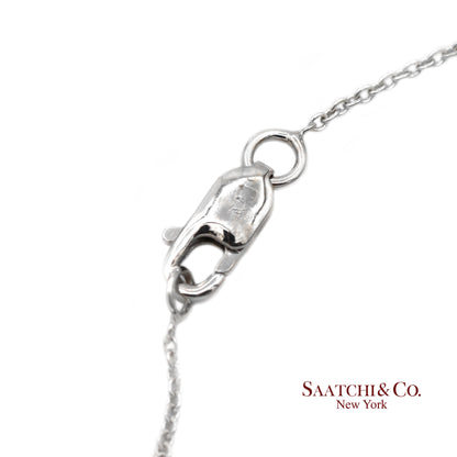 18K(750) White Gold Natural Diamond Square Box Shape Pendant Necklace with Chain